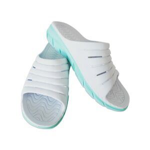 Avia Slide Sandals Womens 10 White Aqua Lightweight Sporty Athletic Recovery